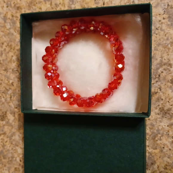 Ruby Red Metallic Crystal Bracelet - Picture 8 of 8